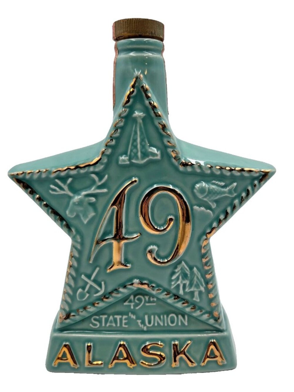 Vintage 1958 Jim Beam Decanter Alaska 49th State Star Ceramic Whiskey Bottle Rea